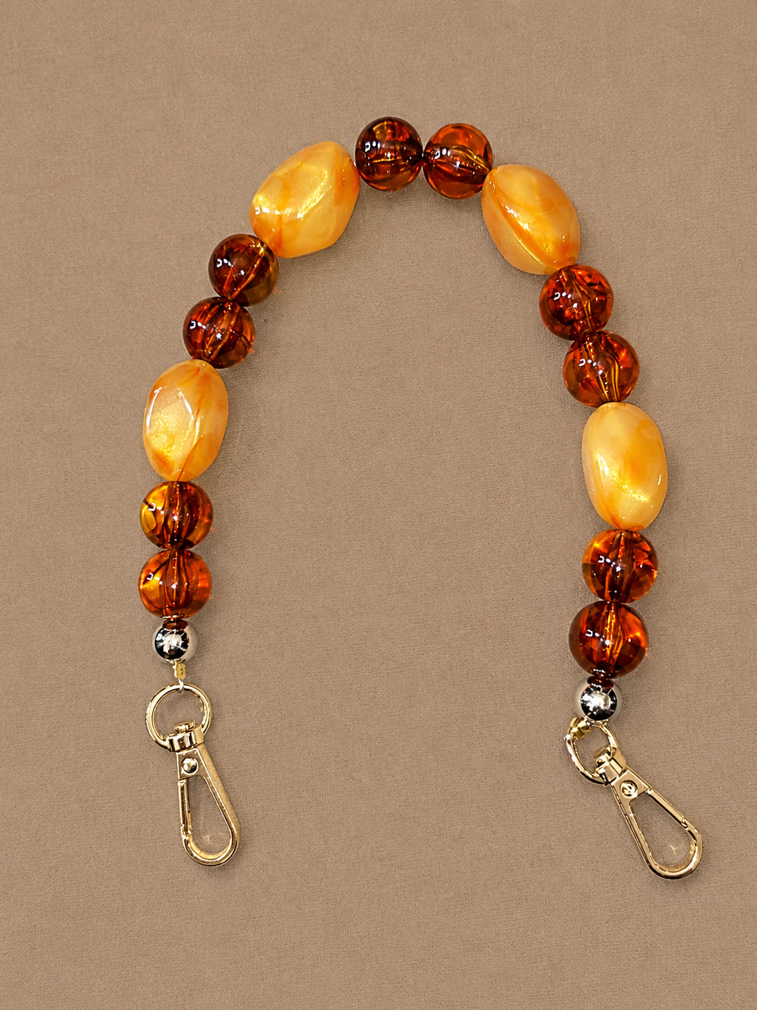 Κεχριμπαρένια χάντρινη αλυσίδα σε αψίδα (1) Διακοσμητικά Χερούλια με πέρλες - 35cm - Image 1